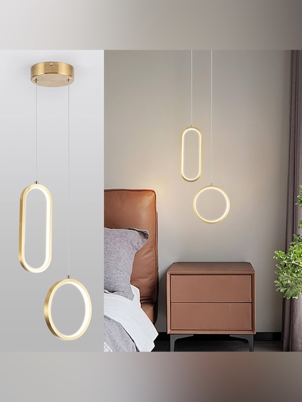 Gold Modern LED Pendant Light with Remote Control